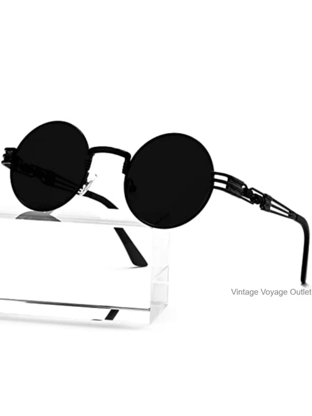 Round Steampunk Sunglasses Men Women Retro Circle Hippie Metal Frame UV Blocking